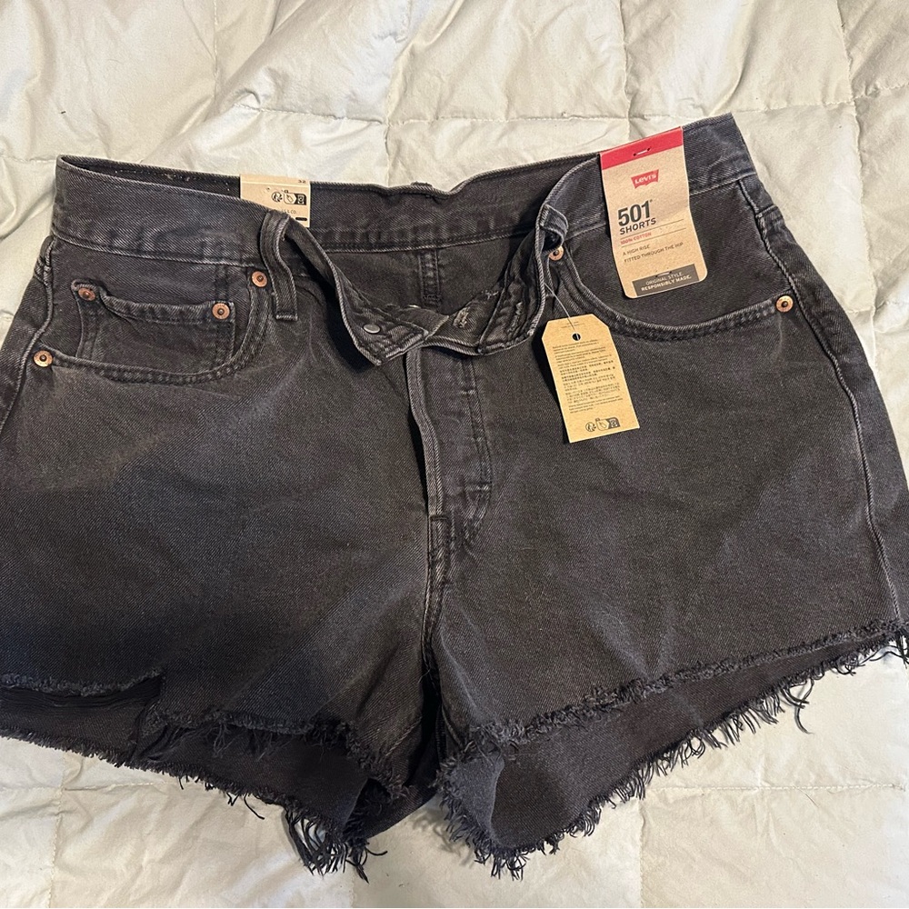 Levi’s 501 button fly Black Denim Cutoff Shorts